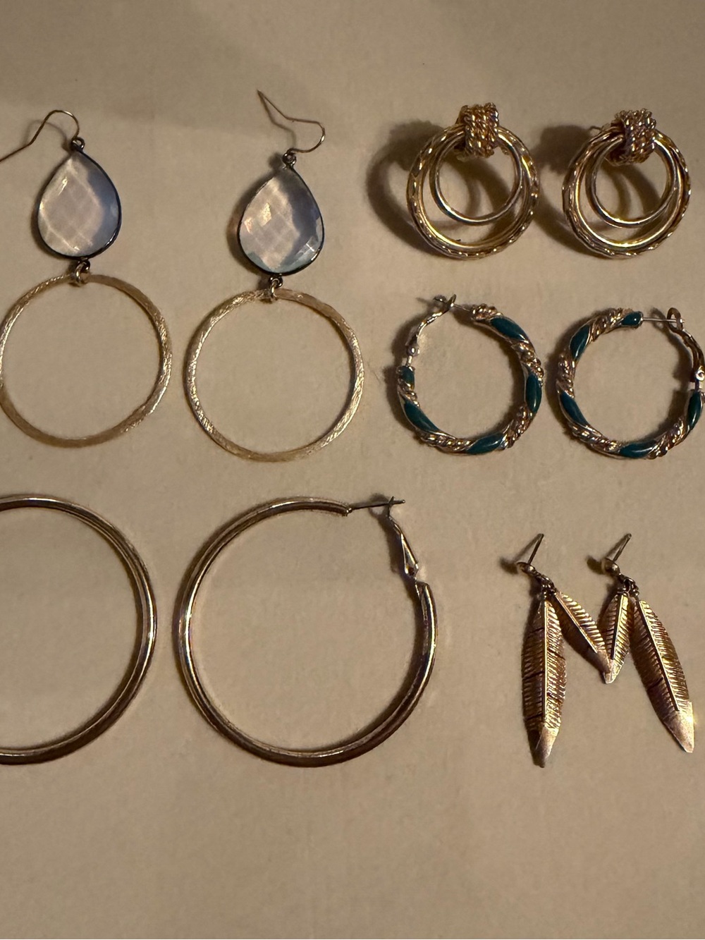 Gold Mixed Hoop Earring Set - Women Jewelry 5 Pair